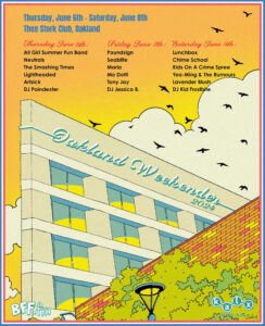 Line-up poster for Oakland Weekender.