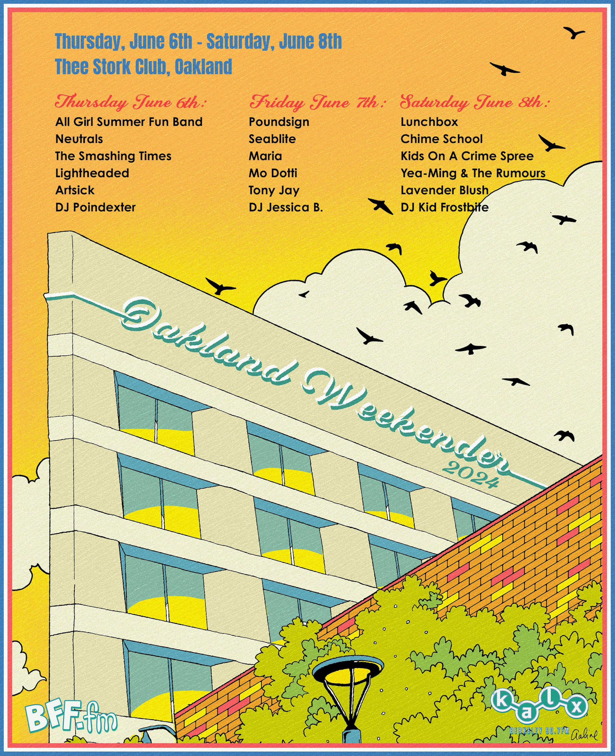 Line-up poster for Oakland Weekender.
