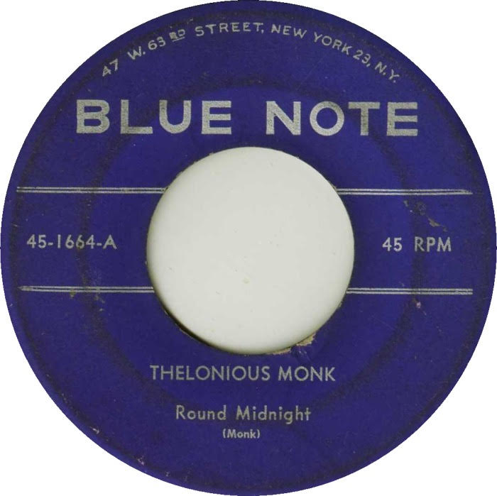 Image of the Blue Note records 45rpm release of Round Midnight by Thelonious Monk